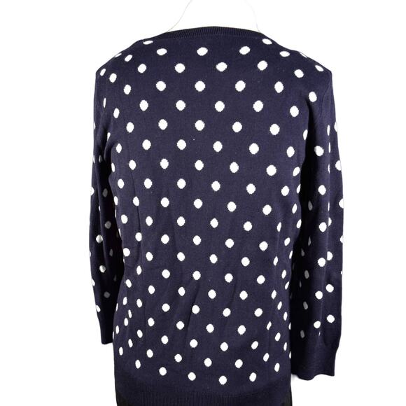 NEW Talbots Cardigan Navy White Polka Dot Reverse Pattern Inside 3/4 Sleeve Sz S - Picture 6 of 11